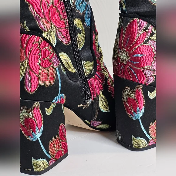 Marc Fisher Floral Embroidered Ankle Boots - Black and Multicolor - Picture 11 of 14